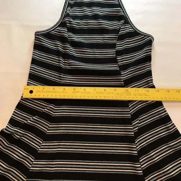 Hollister Womens Striped Ribbed Tank Top Halter Skater Fit & Flare Dress Small - Picture 9 of 12